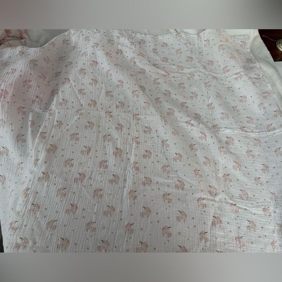 Mud Pie Other - MUD PIE Pink Unicorns Gold Stars Print Muslin Baby Blanket